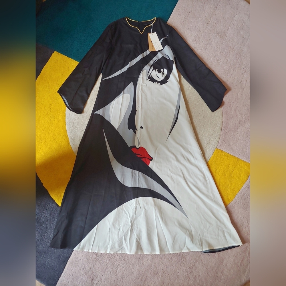 Tendency 1960s Style Graphic Maxi Dress New With Tags